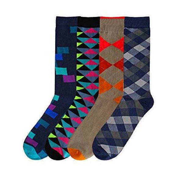 Geometric & Argyle Colorful Mens 4-Pack Socks - Picture 3 of 4